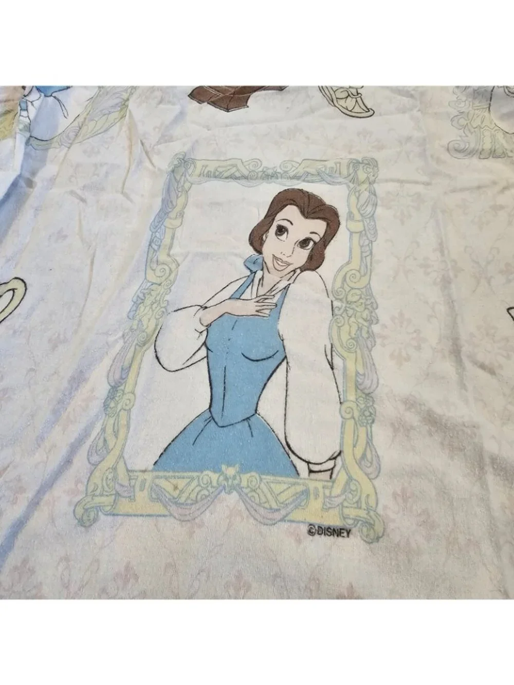 VTG Beauty‎ And The Beast Flannel Sheets Twin Set Cotton Fitted Flat READ